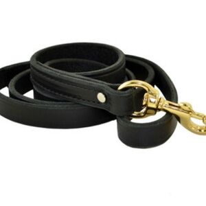Signature K9 Black Leather Dog Leash, 3ft